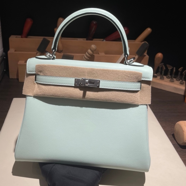 【エルメス HERMES】ケリー25 セリエ ヴェールペパーミント (N3) エプソン シルバー金具（100％手縫い）